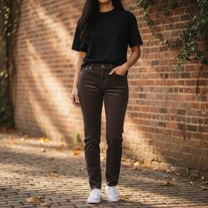 AG Anthropologie The High Rise Stevie Ankle Jean 30R Medium Taupe Velvet‎ Pants